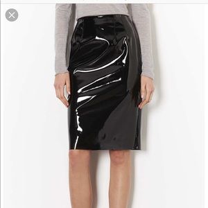 Topshop black latex midi skirt